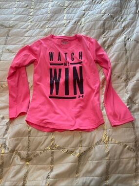 Under Armour Hot Pink Long Sleeve 'Watch Me Win' Graphic Top